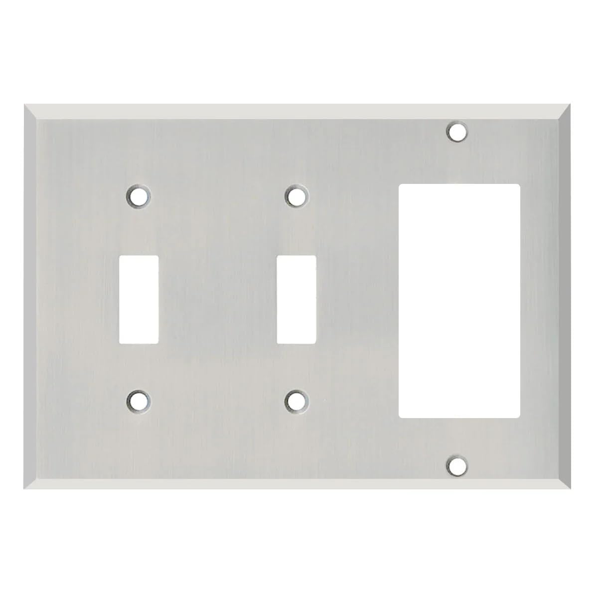 Switch Hits Polished Nickel Outlet Wall Plate | 2 Toggle - 1 GFI Rocker | 6.25" x 4.5" | Hand-Polished Brass Construction | Electrical Switch Plate
