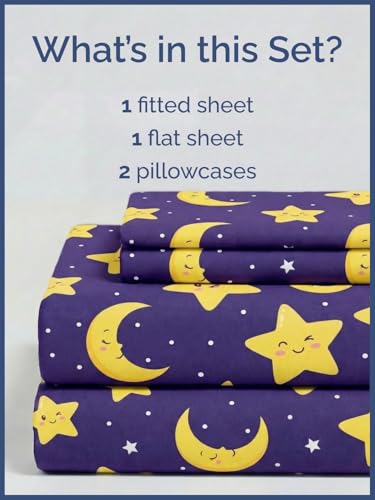 Image of Kids Queen Twinkle Stars Bed Sheets - 4 Piece Kids Twinkle Stars Sheet Set