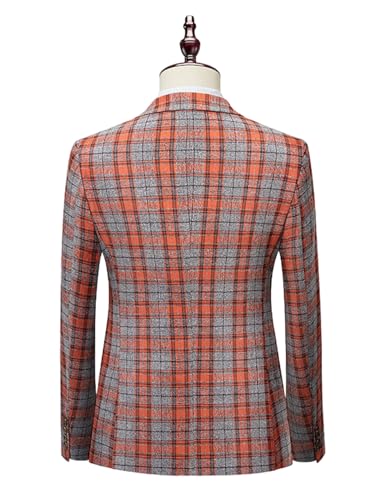 Men's Plaid Suit Blazer Slim Fit Dress Jackets 2 Buttons Casual Checkered Wedding Tuxedo Sports Coat for Prom Party JJK0263