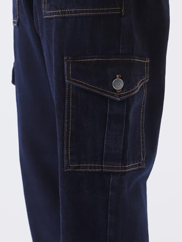 Image of Urbano Fashion Men's Loose Mid Rise Baggy Fit Cargo Jeans with 6 Pockets Non-Stretchable