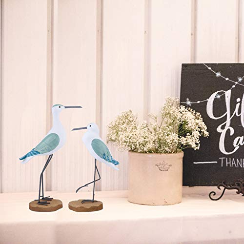Estatuas de madera de gaviota, set de 2 piezas miniatura 5