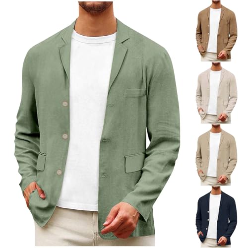 Mens Casual Long Sleeve Blazer Jacket Single Breasted Buttons Office Work Blazers Lightweight Business Suit Jackets