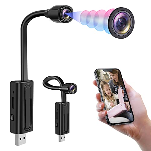 Pudet Luo Caméra Cachée WiFi 2.4 GHz, Micro Caméra Espion sans Fil HD 1080P USB, Minicaméra Espion Cachée avec Détection de Mouvement et Vision à Distance