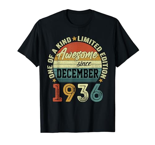 88 Años Cumpleaños Regalos Originale Hombre Diciembre 1936 Camiseta