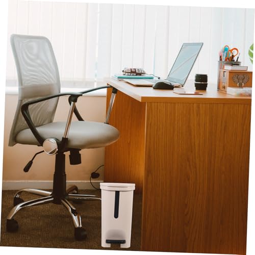 Bote de basura cuadrado beige de 10 L con tapa y pedal miniatura 3