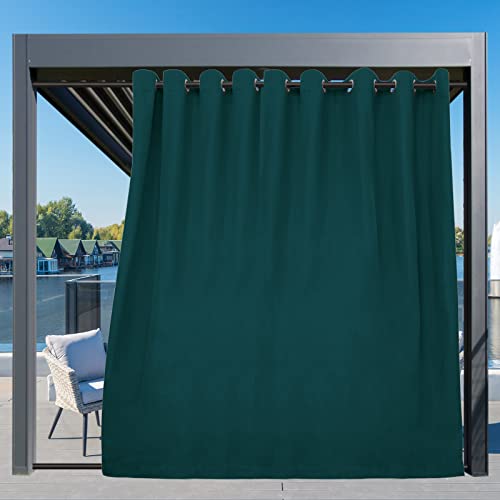 Image of Easy-Going Outdoor Curtains for Patio 1 Panel, 150x84 inch, Teal | Waterproof, Windproof, Weatherproof Privacy Outdoor Curtains for Cabanas Porches and Pergolas, Grommet Top and Tab Bottom