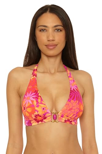 BECCA Women's Copacabana Halter Bikini Top, Adjustable, Tie Back, Swimwear Separates