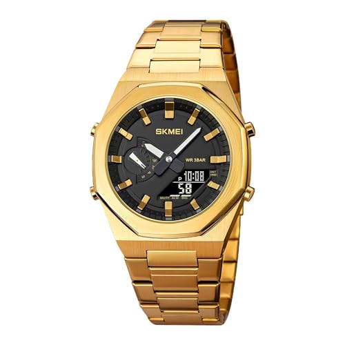 Image of SKMEI Stainless Steel Men Analog Watch Dual-Display Electronic Watch with Luminous 30M Waterproof Watch Fashion Multifunctional Sports Watch for Men- 1816