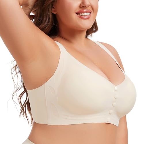 Front Closure Bras for Women No Underwire Plus Size Full Coverage Bra Back Fat Smoothing Racerback Bra2