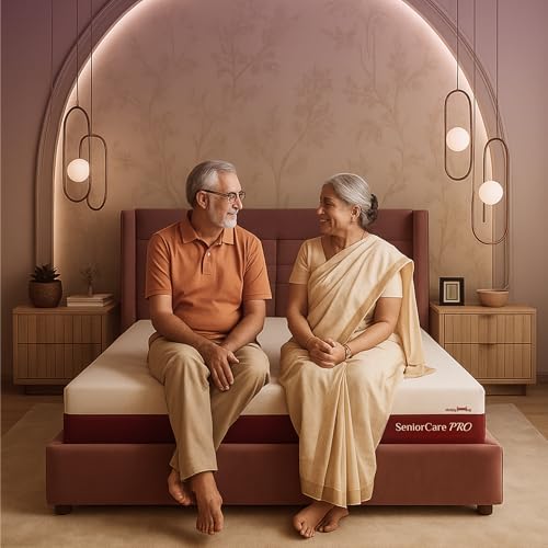 Image of SleepyHug Senior Mattress for Elderly /Parents | 8-Inch Natural Latex Mattress | 5-Zone Support | Joint Relief | Safe Edge Design | 72x48x8 Inch (Double, Maroon) | 15-Year Warranty