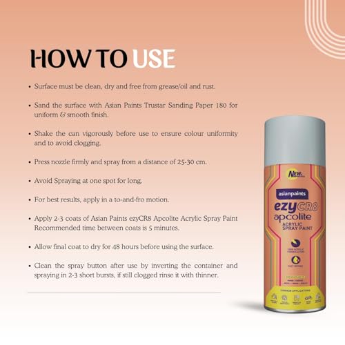 Image of Asian Paints ezyCR8 Apcolite DIY Spray Paint - Silver, 400ml, 100% Acrylic | Multi-Surface Use: Metal, Wood & Walls