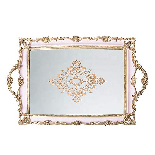 Navona Rectangle Mirror Tulip Antique Serving Tray