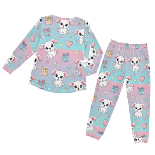 Pajama Set Long Sleeve for Boys & Girls,Cute Puppy Heart Stars Kid's Soft Sleepwear Crewneck Loungewear 2 Piece PJ Underwear Set 8T2