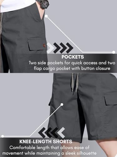 Image of GRECIILOOKS Bermuda Cotton Shorts for Men - Relaxed Fit Casual Summer Shorts | Knee Length Chino Style with Pockets