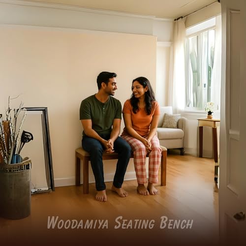 Image of 2 Seater Seating Bench for Home & Office l Daining Table Bench l Multipurpose Seating Bench for Indoor & Outdoor, Balcouny, Waiting Room Bench l Easy DIY l Walnut Finish l 36x14.5x17.5
