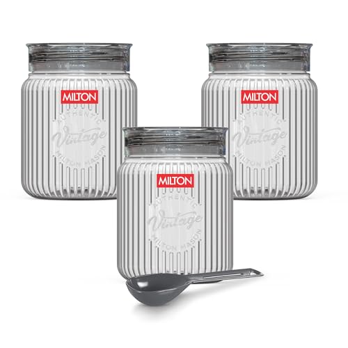 Image of Milton Olive Plastic Container with Lids, 500 ml, Clear Kitchen Storage Box Set of 3, Food Storage Jars for Kitchen, Tea Sugar Container, Airtight, Durable, Multi-purpose, Ideal for Kitchen Essentials