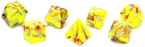 Toxic Yellow/red 7-piece Dice Set