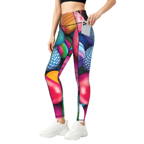 Pantalones de yoga transpirables y elásticos para mujer con holgado diseño de Pascua casual