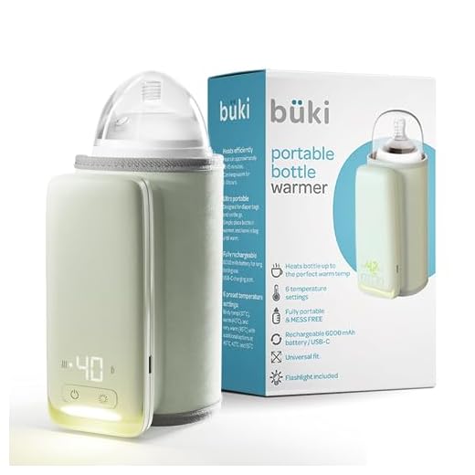 Büki Portable Bottle Warmer for Breastmilk or Baby Formula - Fast Heating + Leak-Proof + Adjustable Travel Warmer with Battery-Powered Temperature Display, Flashlight - 6000MAH Rechargeable Battery