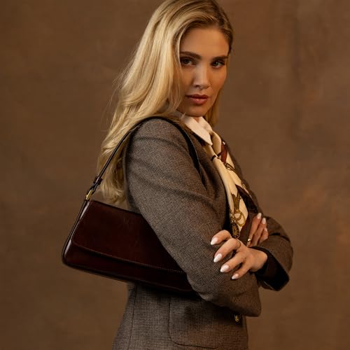 Image of Time Resistance Leather Handbag - Full-Grain Leather Purse for Women - Shoulder Bag Made in Italy