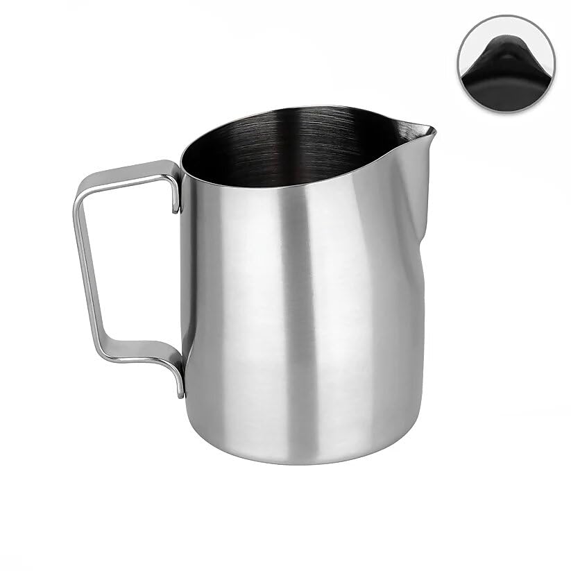 WPM #21 Round Tapered Spout Espresso Milk Frothing Pitcher, 500 ML, Stainless Steel Steaming Jug for Cappuccino, Latte Art, Barista Coffee, Stainless Steel Milk Jug fro Home & Cafe (Silver, 500 ML)-image-48