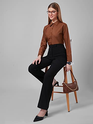 Image of Style Quotient Women Solid Polycotton Regular Formal Shirt