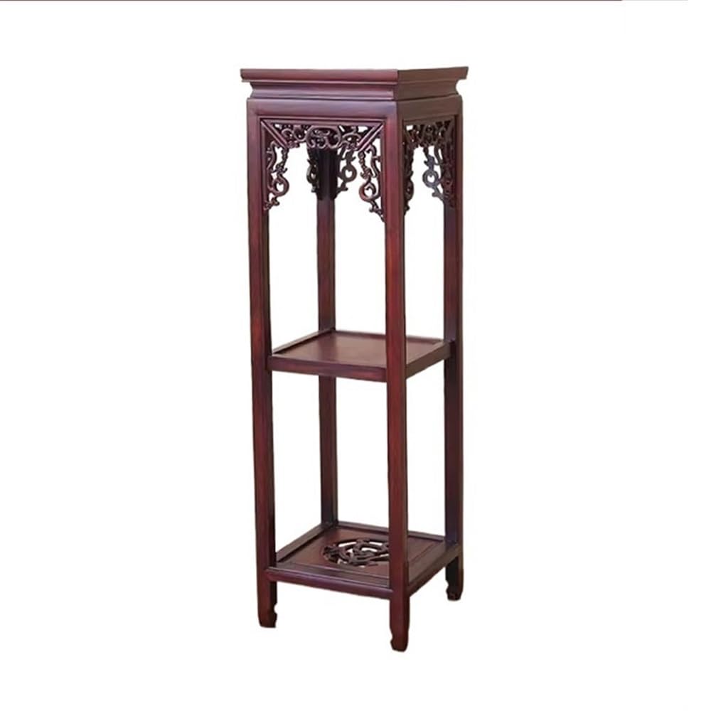 Hhmmei2024-23 Bonsai Rack Openwork Carving Antique Style Corner Bonsai Base, Redwood Multi Layer Plant Stand Decorative Bonsai base