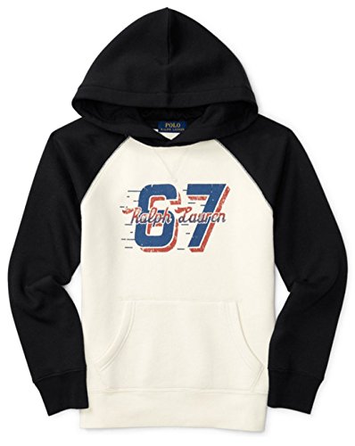 POLO RALPH LAUREN Boys Graphic Print Pullover Hoodie 2 2T Cream