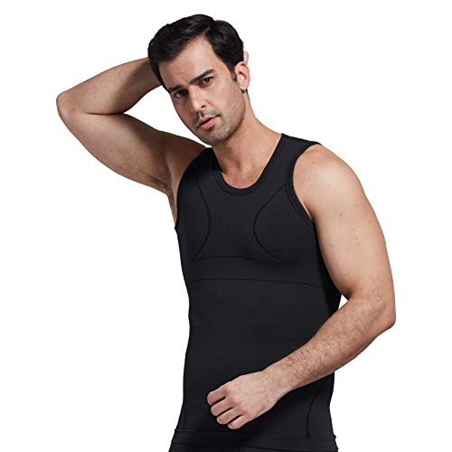 Ouruikia Men's Compression Shirt Slimming Undershirt for Men's Shapewear Bamboo Rayon Body Shaper Tank Top Tummy Control Vest3