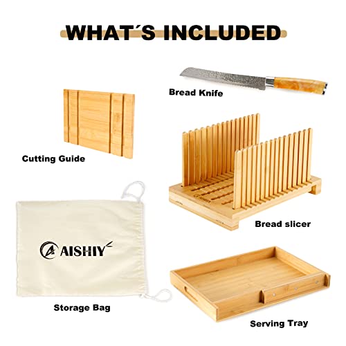 image for AISHIY Bread Slicer for Homemade Bread, Adjustable Thickness and Width