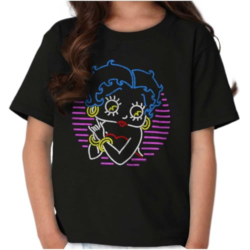 Betty Boop Colorful Neon Sign Cartoon Girls Kids T Shirt Tees