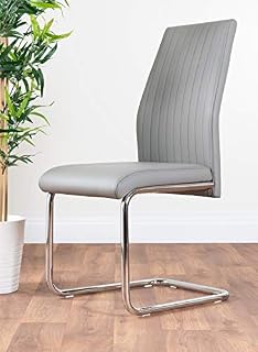 Furniturebox UK Grey Dining Chairs Set of 2 - Lorenzo Chairs for Dining Room Set of 2 - Premium Dining Room Chairs - Modern & Stylish Grey Chairs (2x Grey Chairs)