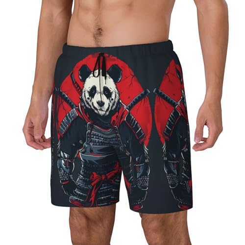 Red Black Eastern Panda Warrior Funny Men's Swim Trunks Board Shorts Quick Dry-3