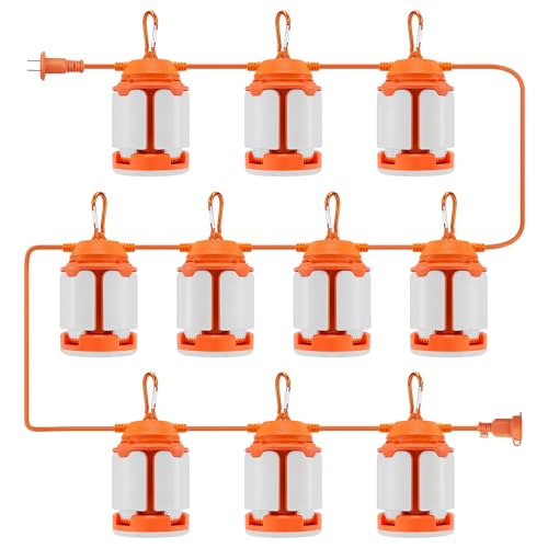 100ft Construction String Lights, 300W LED Industrial Grade 30000LM Super Bright Work String Lights...