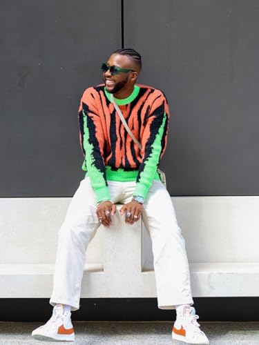 Aelfric Eden Oversized Sweater Crewneck Flame Graphic Sweaters Casual Fall Knit Pullover Tops4