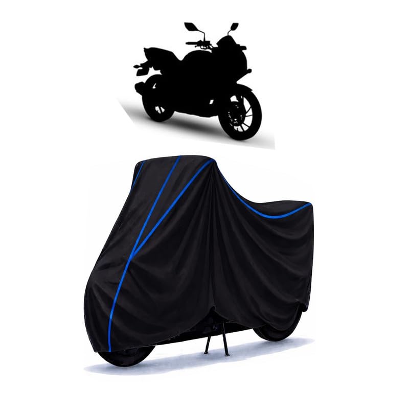 Image of Hero Xtreme 400 Bike Cover Water Resistant Universal Motorcycle Rain | Heavy Duty UV Protection, Dust, Scratch Indoor Outdoor All Weather with Black Blue Piping Elastic