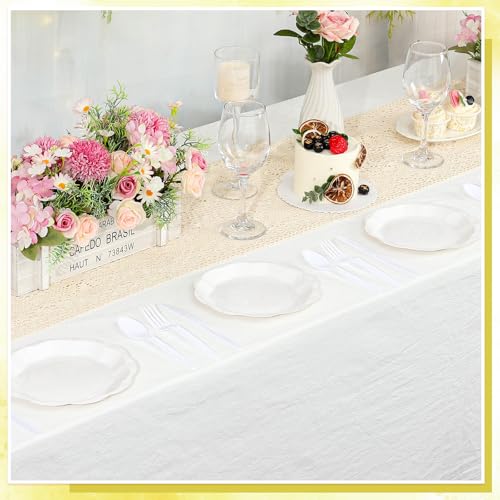 Image of NatNarr 30 Pcs White Paper Plates, 9 Inch Scalloped Paper Plates Disposable Dinner Plate Dessert Cake Plate Party Supplies for Wedding Bridal Baby Shower Birthday