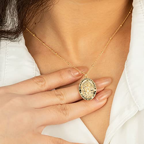 Ascona Saint Christopher/Michael/Jude/Joseph/Anthony Necklace for Women Catholic Medal Pendant Jewelry 18+2 Inches2