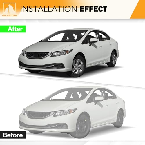 WOLFSTORM 15\" Hubcaps for Honda Civic Sedan 2013-2015, Honda Civic Coupe 2013 Steel Wheels, R15 Car Hubcaps Bolt-On Installation 15 Inch Wheel Rim Cover Set of 4, Silver