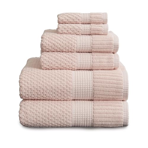 NY Loft 100% Cotton 6 Piece Bath Towel Set | Pink...