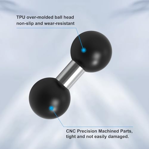 Image of Double 1 inch inch Ball Mount Base Ball Adapter, CNC Aluminum Alloy 1 inch Ball Mount Holder Dual Heads Compatible with RAM Mounts Ball B Size Double Socket Arm for Bike Motorcycle Phone Holder Camera,78010