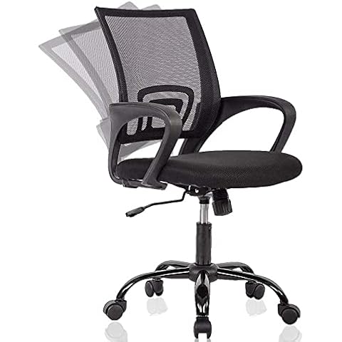 Tyyps Mid Back Office Chair Computer Desk Mesh Task Chair, Rolling Swivel Height Adjustable Ergonomic with Lumbar Support Armrest for Men & Women Home Chair,Black Cover