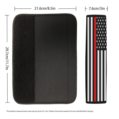2-Pack USA Flag Thin Red Line Car Seat Belt Pads – Premium Soft Fabric, Comfortable and Supportive – Ideal for Cars, Trucks, SUVs – Show Your Support for Firefighters