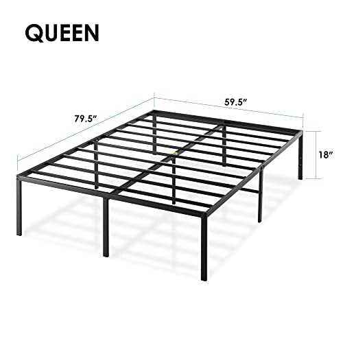 Image of Best Price Mattress Queen Metal Wood Black 18 Inch Bed Frame
