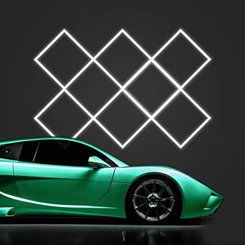 Automobile Detailing Store Diamond Grid LED Mild,24 Pack Led Storage Lights,144W 15950LM 6500K Daylight White, DIY Rhombus Ceiling Mild for Basement Gymnasium Warehouse 81.18 x 54.12inch