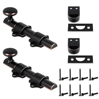 Tandefio 2 Pcs Dutch Door Bolt 4 Inch Surface Bolt Sliding Door Locks Hardware Solid Brass Latch, Attic Latch for Dutch Slide Barn(Bronze)