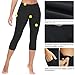 baleaf Women's Yoga Pants Workout Capris Leggings Pockets Mid Waist Crop Athletic Running Tights Black M