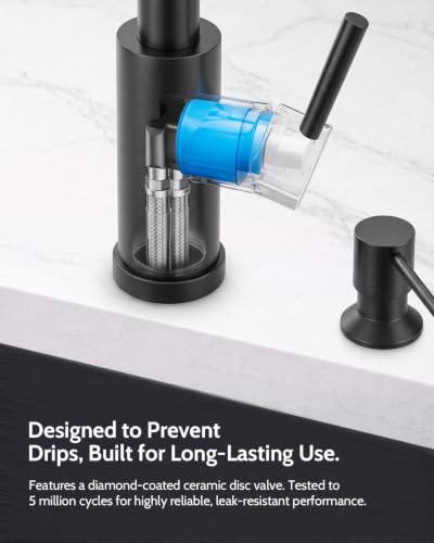 Image of LUFEIDRA Pull-Down Kitchen Faucet with Soap Dispenser, Matte Black