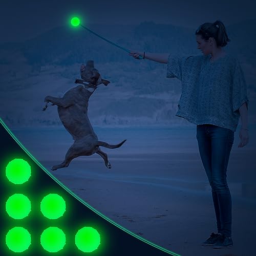 Liliful 10 Pcs Glow In The Dark Dog Toys 2.4 Inch Dog Balls Rubber Glowing Fetch Ball With Net Bag For Puppy Small Medium Dogs thumb #3