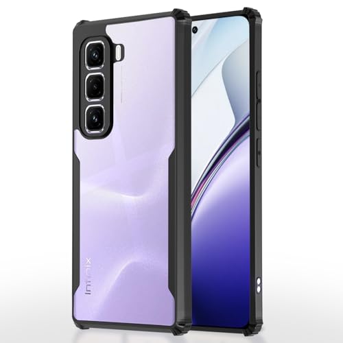 Image of Outlouders Back Cover for Infinix Hot 50 Pro Plus 5G | Ultra Hybrid Transparent | Full Camera Protection | Raised Edge | Crystal Clear Bumper Case (Black)
